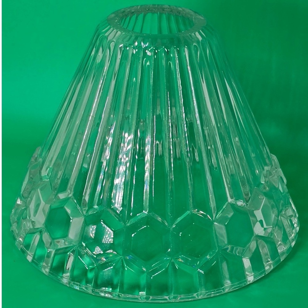 Vintage Clear Cut Crystal Lamp Shade Honeycomb Base Fairy Replacement 7 Inch